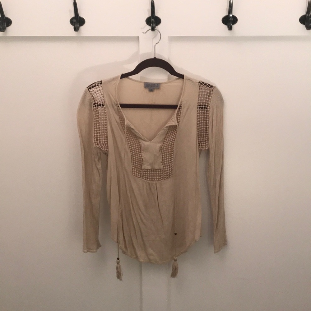 Tan long sleeve boho top